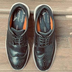 ROCKPORT MEN’S KESSLER LEATHER CASUAL DRESS OXFORD SHOES BLACK WINGTIP SIZE 8